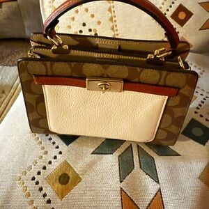 Coach Brown and Cream Signature Satchel